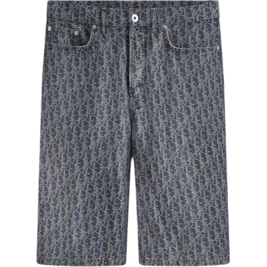 DIOR OBLIQUE Denim Shorts Men's Blue Moderate Straight Fit Pants
