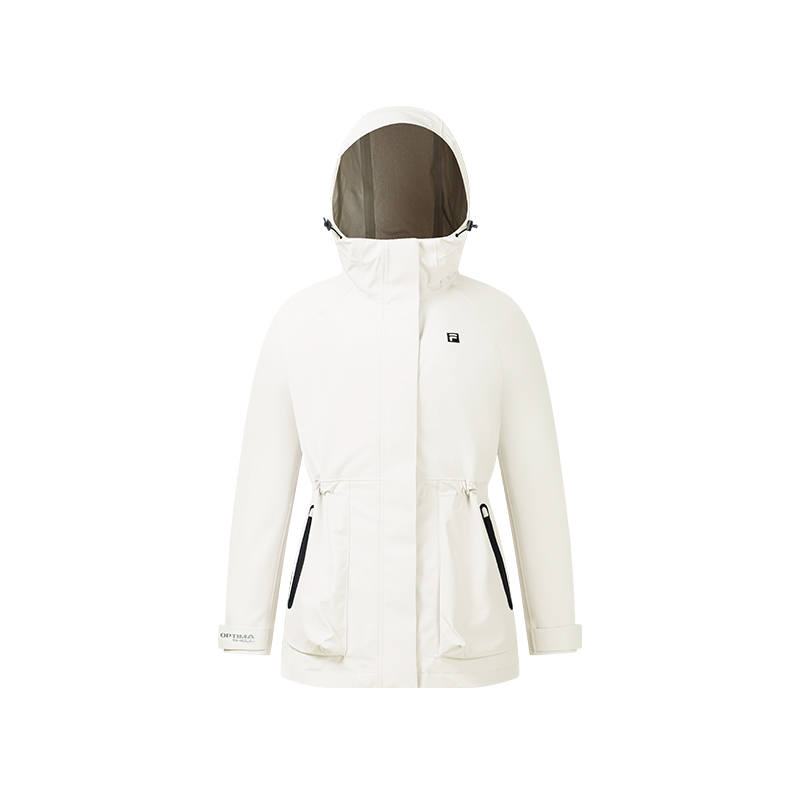 FILA Windbreaker Jackets Women's Steam White Hooded Non Detachable Moderate