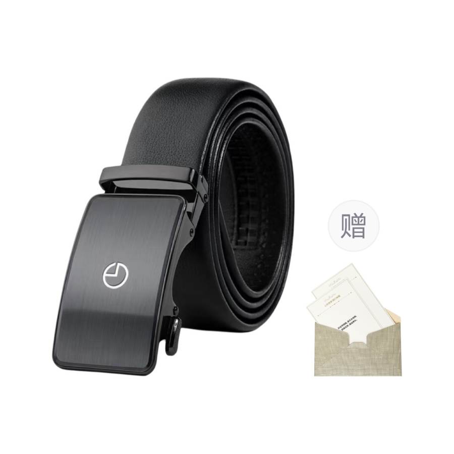 GOLDLION Cow Leather Alloy Leather Belts Men's Gunmetal/Black 3.5cm