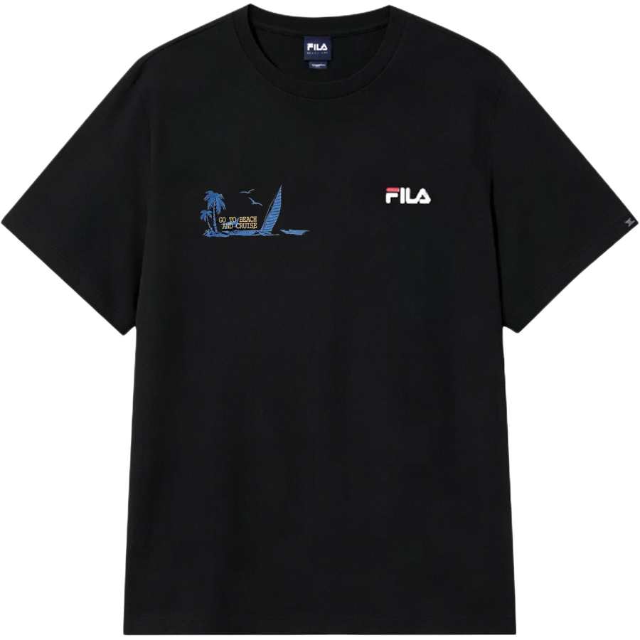 FILA T Shirts Unisex Black Crew Neck Moderate