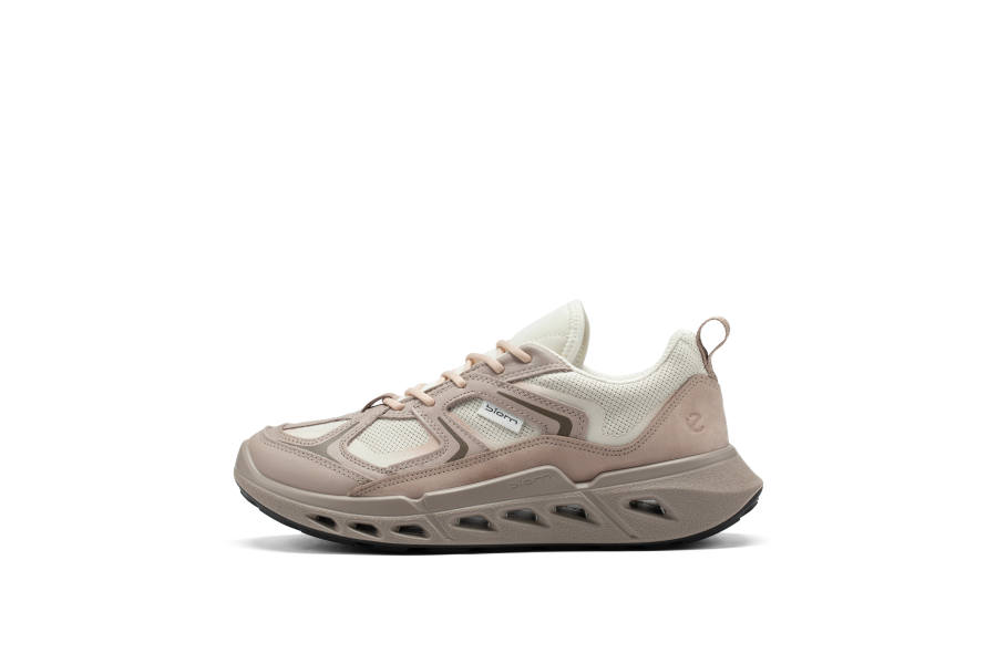 Ecco Biom 720 Casual Shoes Women's Low Top Beige Brown Pink Black Color Block Patchwork