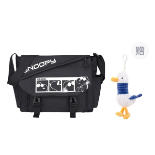 SNOOPY Membrana Dermalis Messenger Bag, Crossbody Bag Regular Unisex Black/White