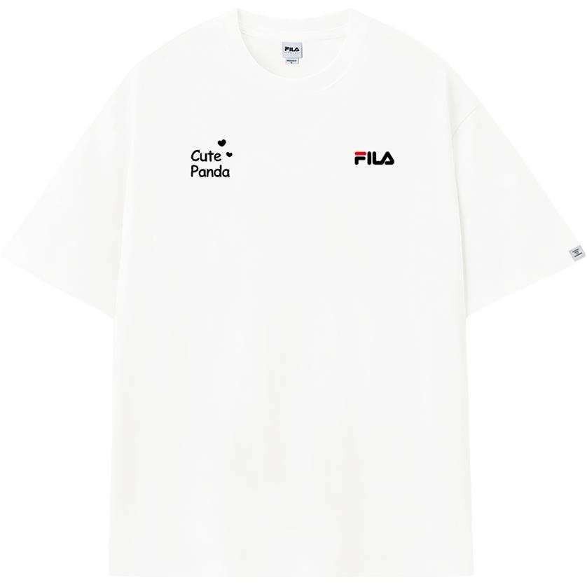 FILA T Shirts Unisex White Crew Neck Moderate Straight Fit