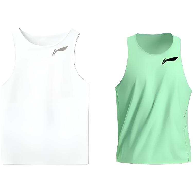 Li-Ning Li Ning Tank Tops Men's Ivory Tank Top+Cooling Green Tank Top Crew Neck Moderate