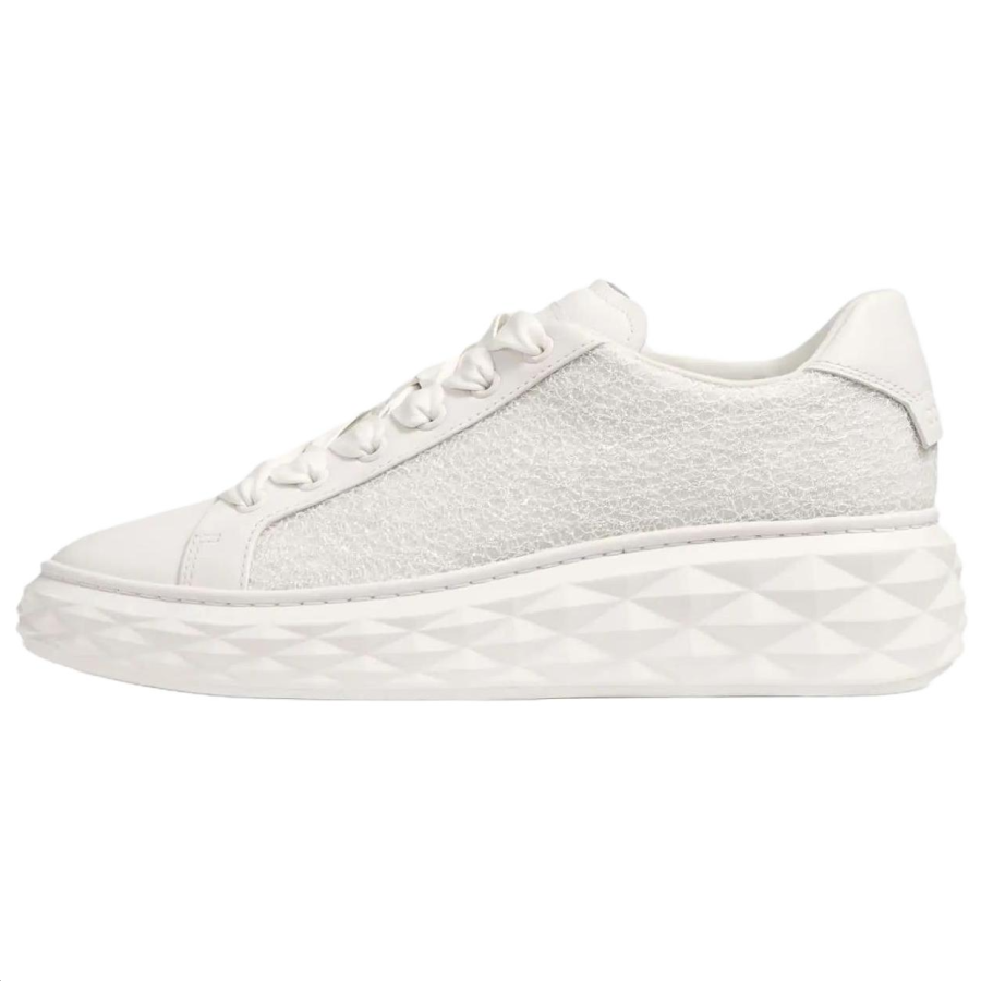 Jimmy Choo Diamond Light Maxi F Casual Shoes Women's Low Top Ivory White Latte