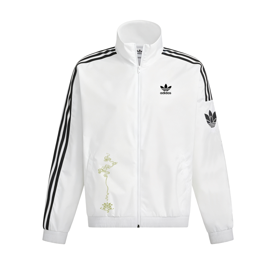 Adidas Originals RETRO TREFOIL Jackets Unisex Bright White Stand Collar Moderate Straight Fit