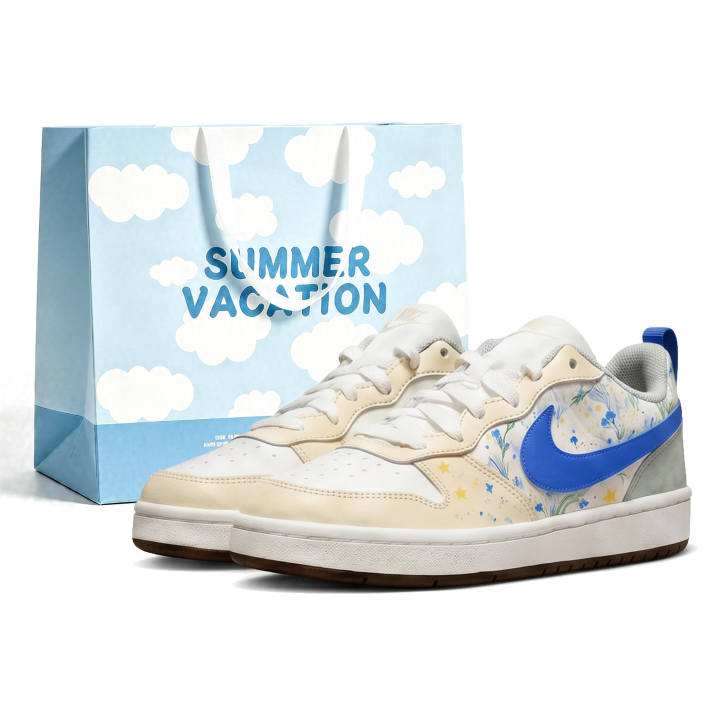 Nike Nike Court Borough Skateboard Shoes Unisex Low Top White Yellow Blue Multicolor