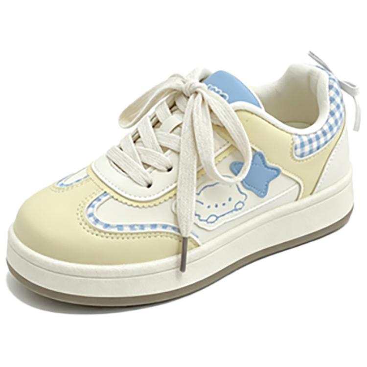 JBBCN Skateboard Shoes Women's Low Top Yellow Blue/Blue Brown/Beige Blue