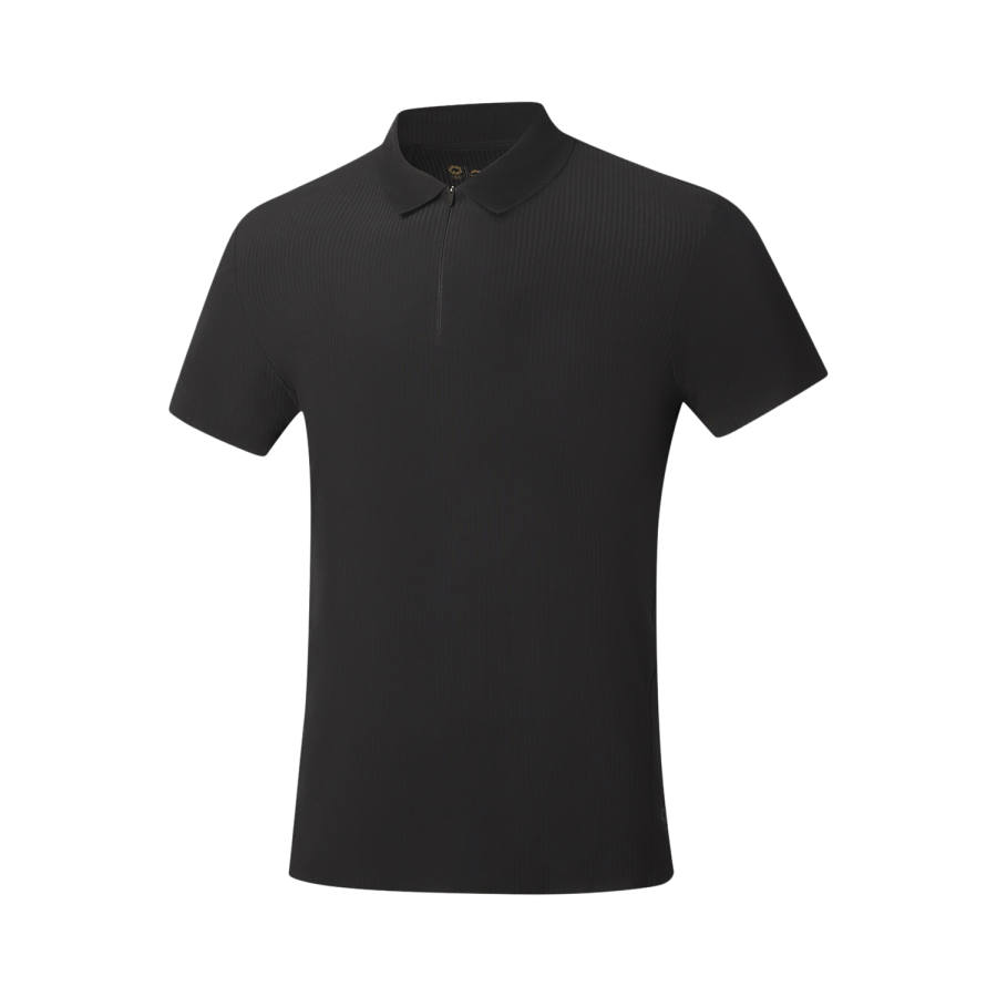 Li-Ning Li Ning Gold Logo | Polo Shirts Men's Black Polo Collar Moderate Straight Fit