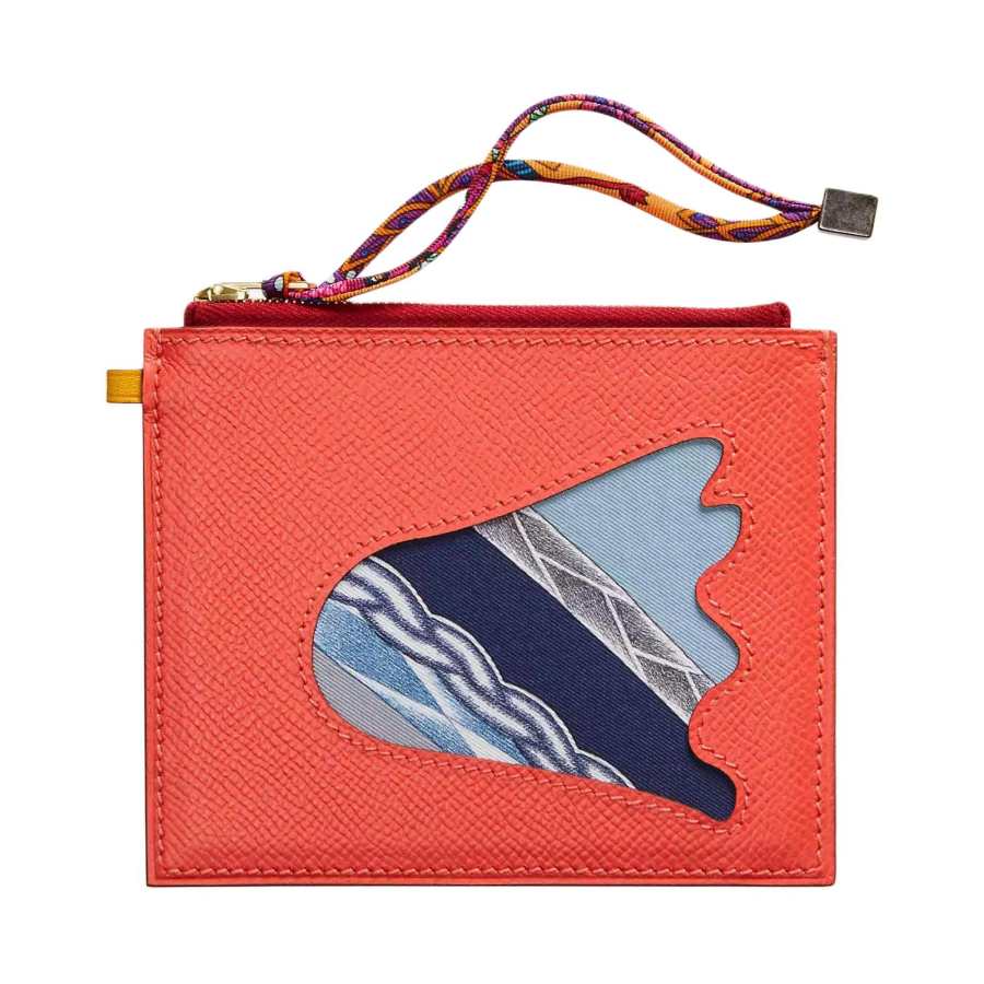 HERMES Calfskin Coin Purse Women's Pink