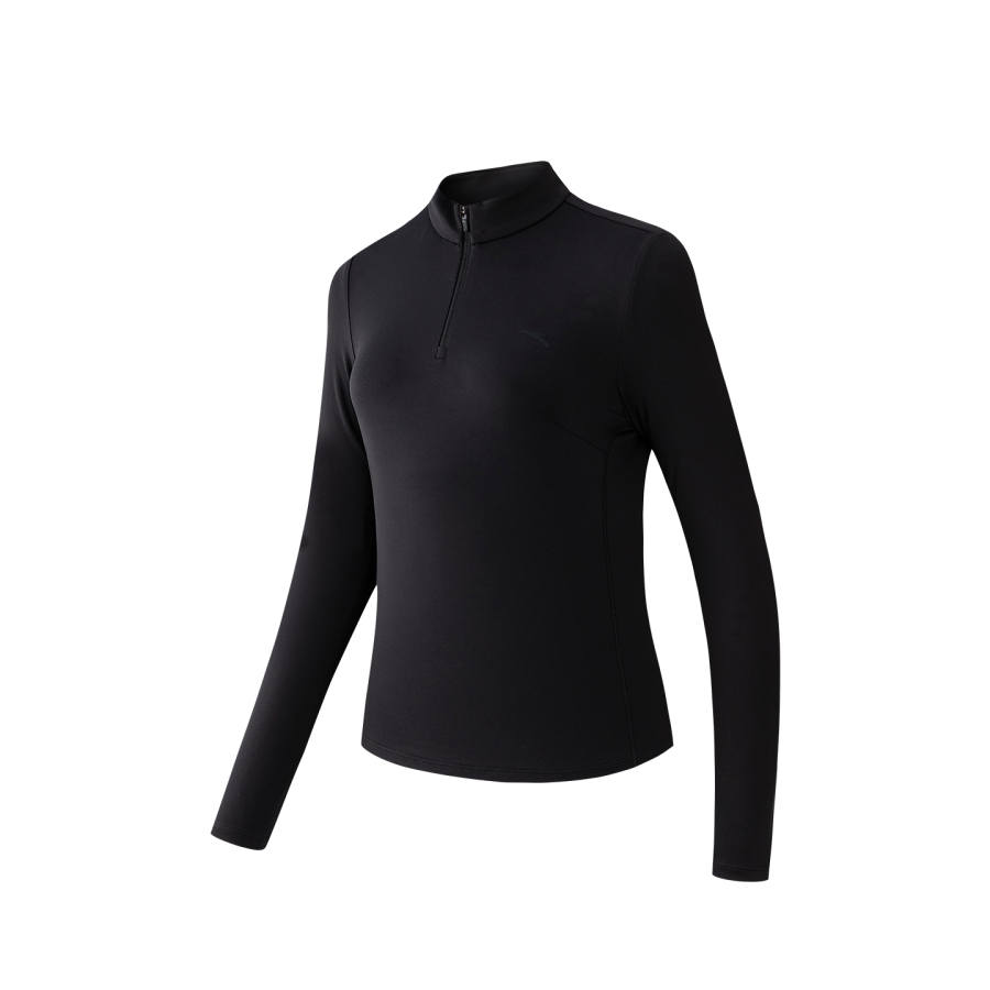 ANTA Knitwear Women's Basic Black 5 Stand Collar Moderate