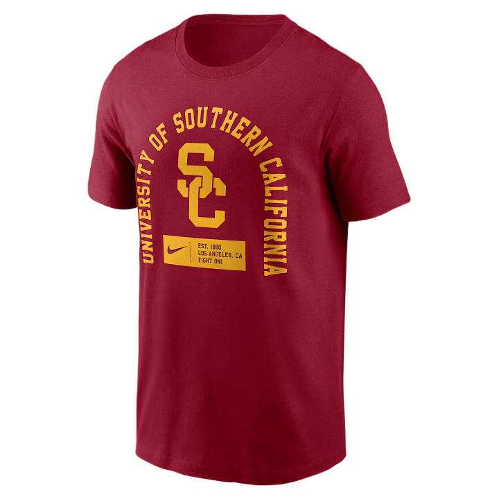 Nike Nike College T Shirts Men's Dark Red Crew Neck Moderate
