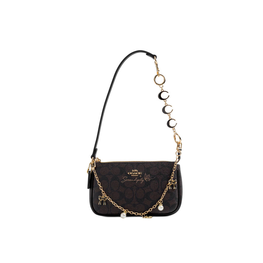 COACH Nolita Shoulder Bags Gold & Walnut Wood & Black