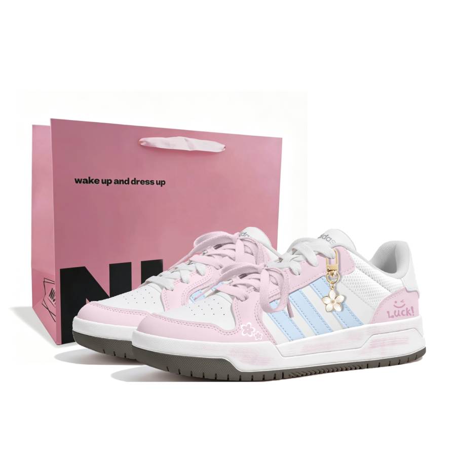 Adidas Adidas ENTRAP Skateboard Shoes Women's Low Top White & Pink & Blue Contrast