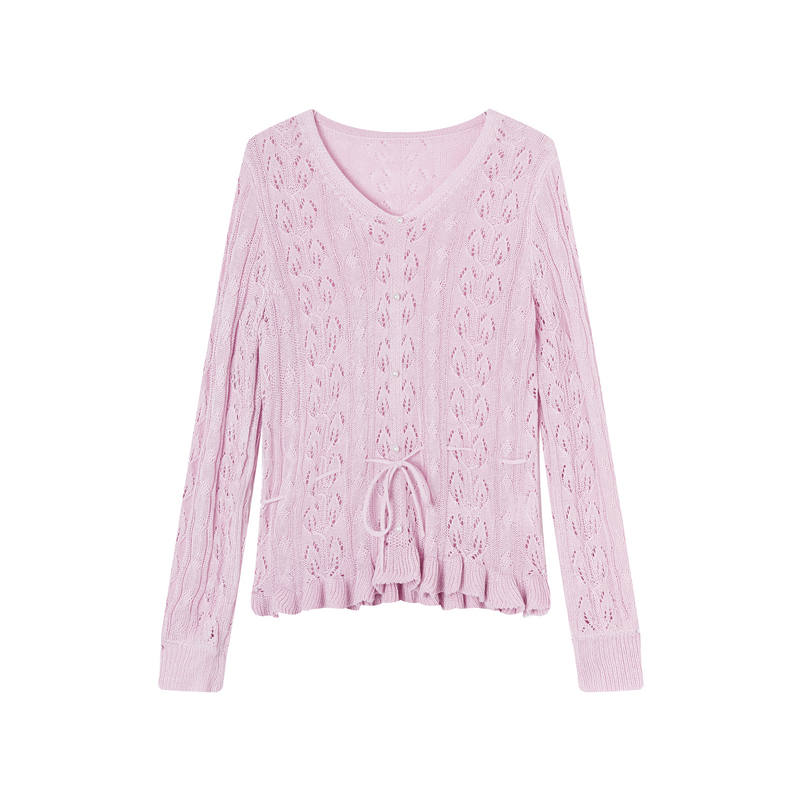 XIANGYING Knitwear Women's Lilac V Neck Thin