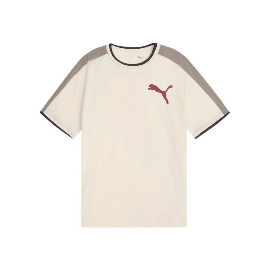 PUMA T7 T Shirts Men's Almond Candy 87 Crew Neck