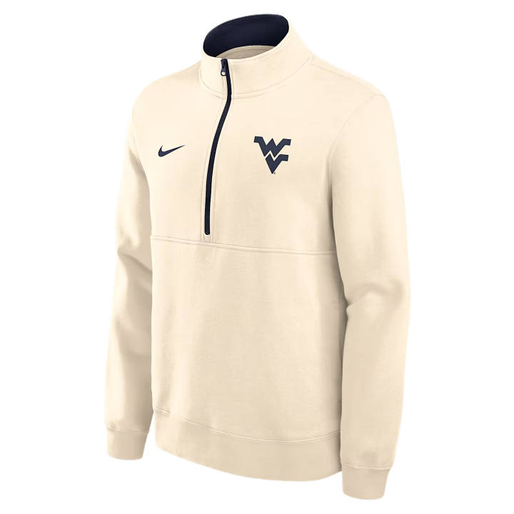 Nike Nike College Sweatshirts Men's Natural/Marine Blue Stand Collar Moderate