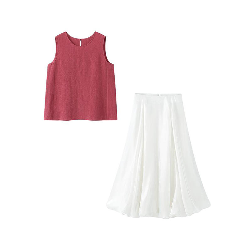 MARIE·COCO Two Piece Skirt Sets Women's Crew Neck Moderate Long Skirt