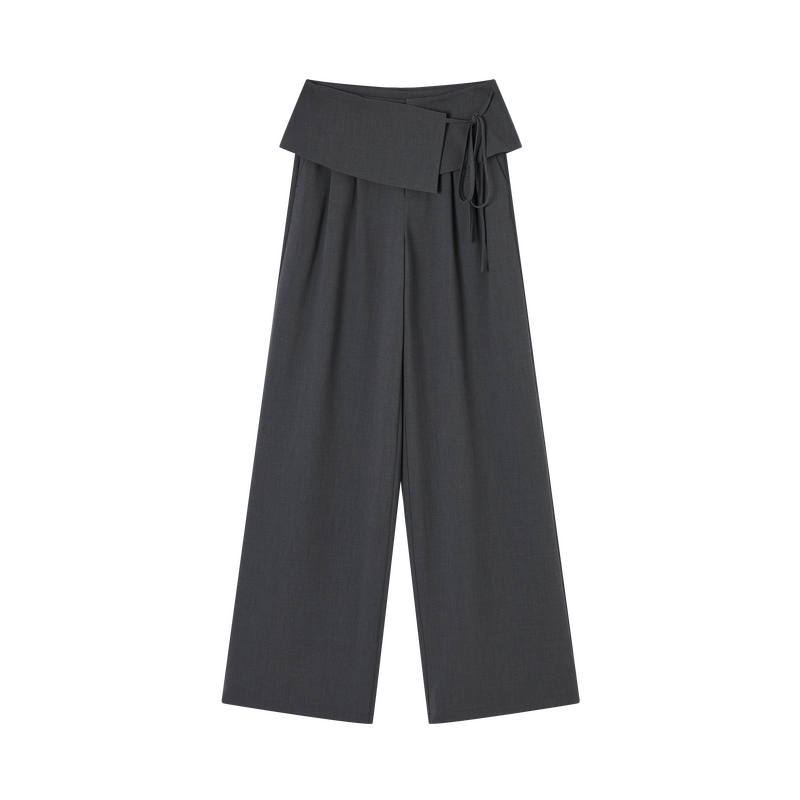 XIANGYING Casual Pants Women's Medium Gray Moderate Wide Leg Pants