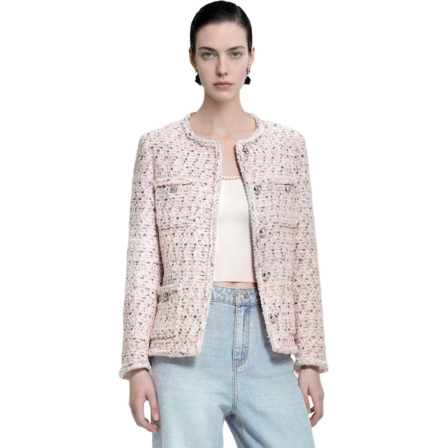 KARL LAGERFELD / Karl Lagerfeld Jeans Jackets Women's Pink Crew Neck Moderate
