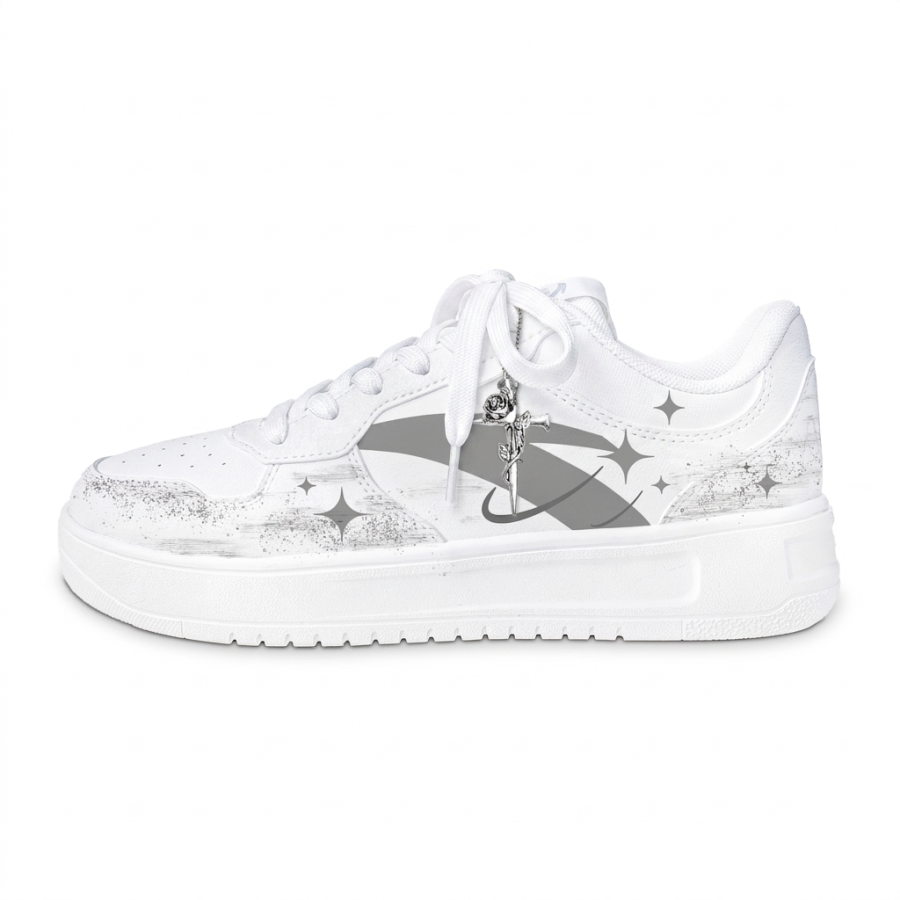 ANTA Easy Skateboard Shoes Men's Low Top White Gray Gradient Starry Sky Colorway