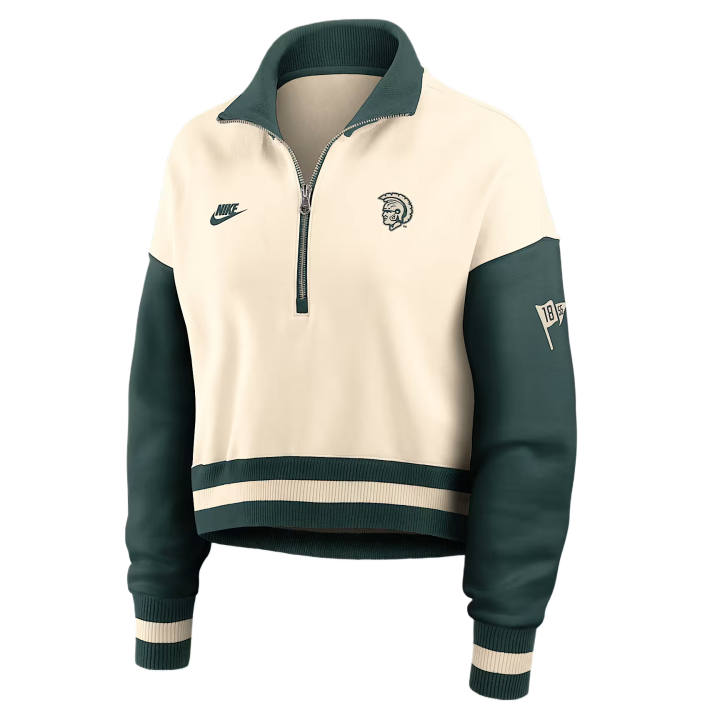 Nike Nike College Sweatshirts Women's Natural/Green Stand Collar Moderate