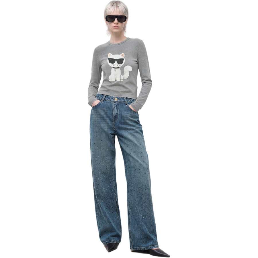 KARL LAGERFELD / Karl Lagerfeld Jeans T Shirts Women's White Crew Neck Moderate
