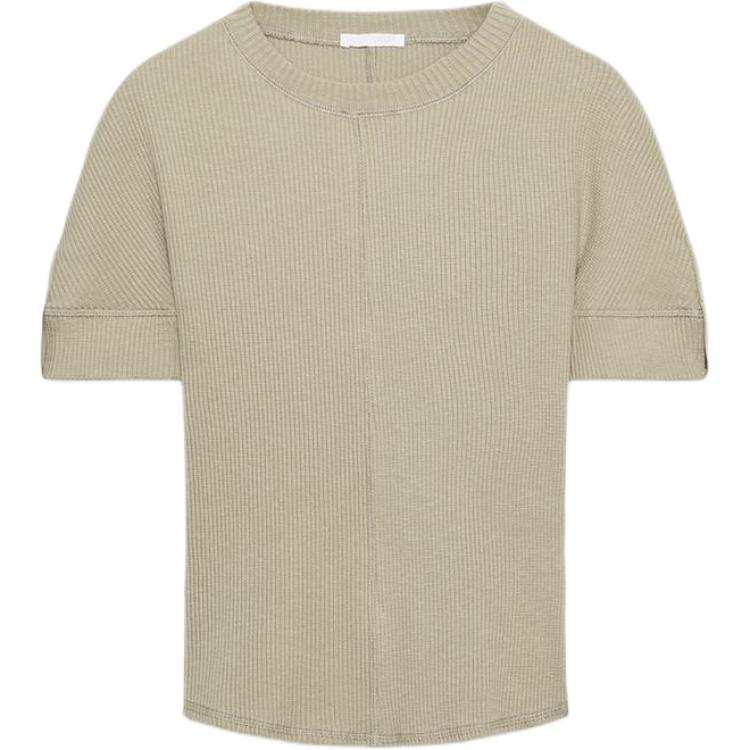 ZARA T Shirts Women's Khaki Crew Neck