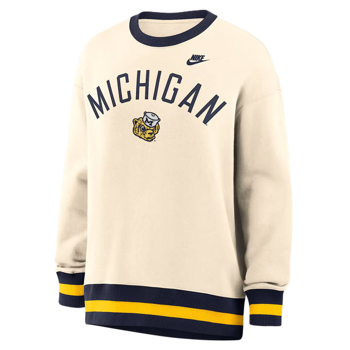 Nike Nike College Sweatshirts Women's Natural/Navy Crew Neck Moderate