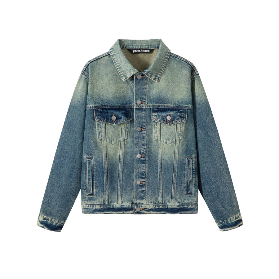PALM ANGELS Denim Jackets Men's Sky Blue Moderate