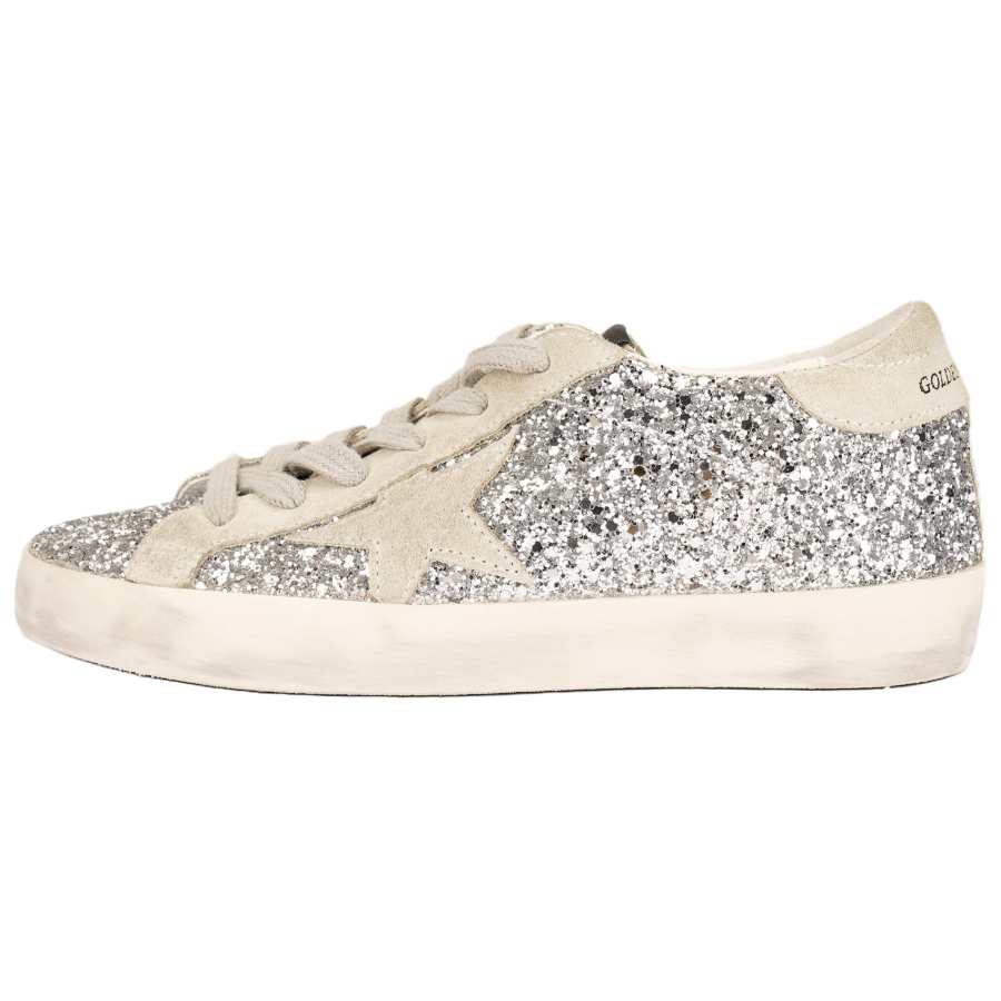 Golden Goose Super Star Low top Stylish Skateboarding Shoes Women's Ice Gray Distressed