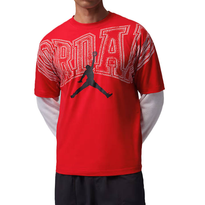 Jordan Jordan T Shirts Men's University Red/Black Crew Neck Moderate
