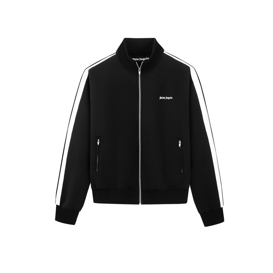 PALM ANGELS Jackets Men's Black Stand Collar Moderate Straight Fit