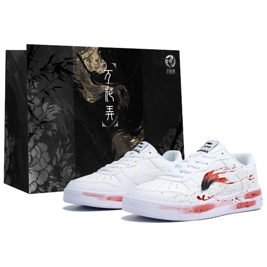 Li-Ning Li Ning Floating Boat Slip Resistant, Abrasion Resistant, Breathable Low top Skateboard Shoes Men's White Red