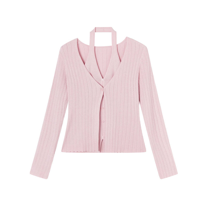 XIANGYING Knitwear Women's Pink Halter Moderate