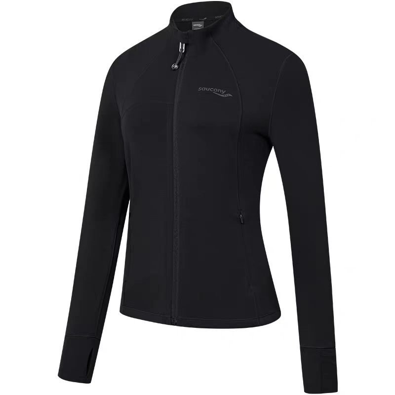 Saucony Jackets Women's Jet Black Stand Collar Moderate Straight Fit