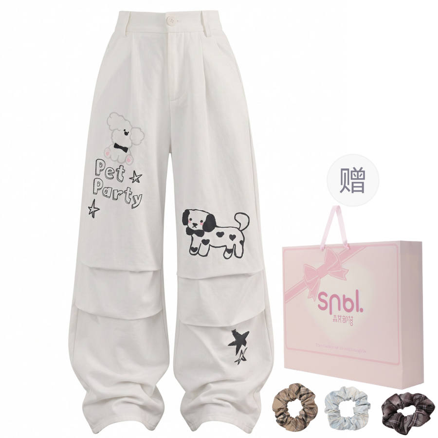 SNBL Casual Pants Women's White Moderate Wide Leg Pants