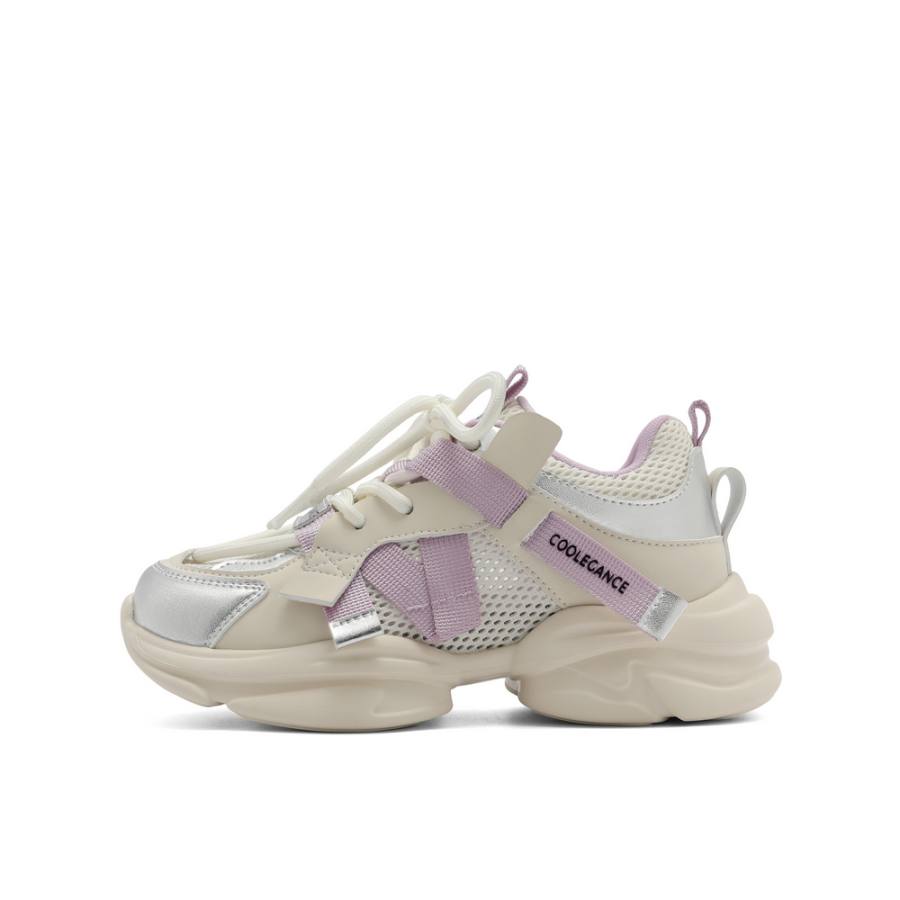 BELLE Cushioning Breathable Cushioning Breathable Low top Kids Lifestyle Shoes Beige Purple Kids'