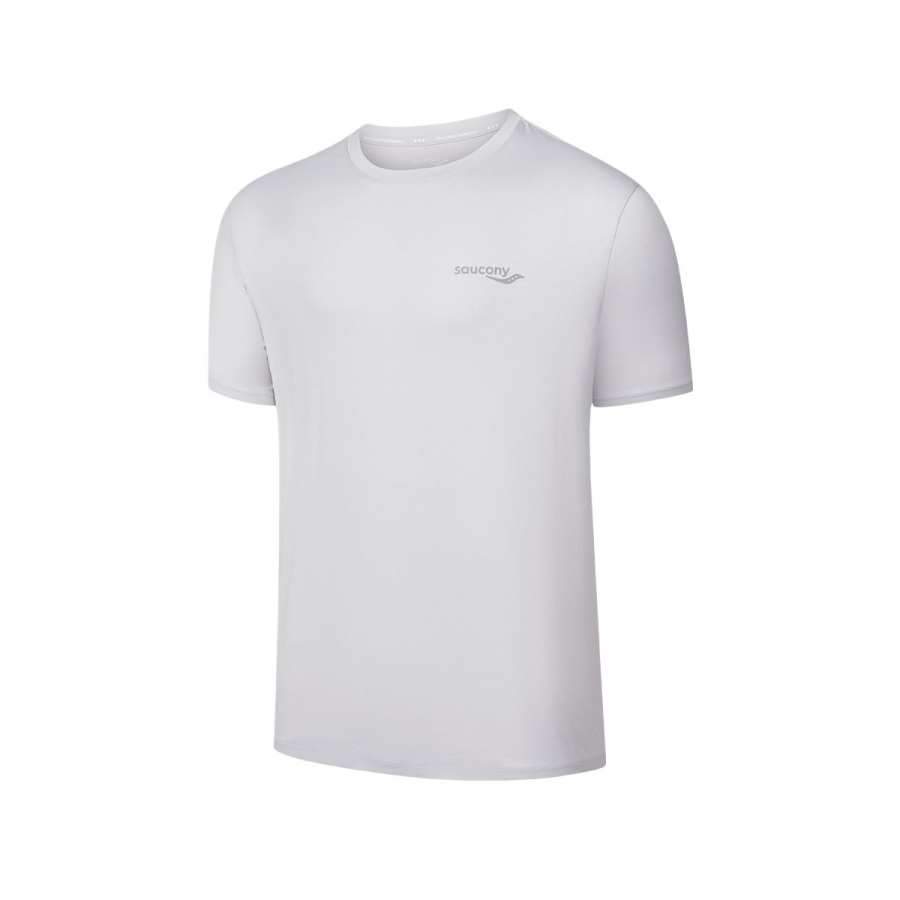 Saucony Quick Dry T Shirts Men's Starlight Gray Crew Neck Moderate