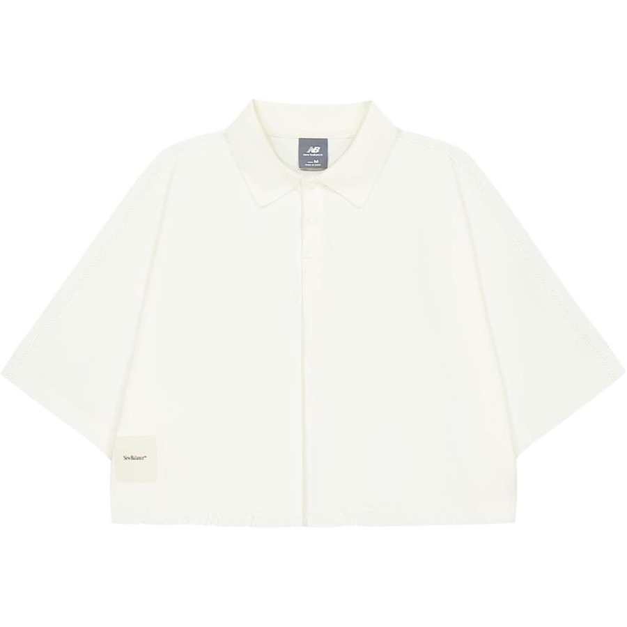 New Balance New Balance Polo Shirts Women's Sea Salt White Lapel Moderate