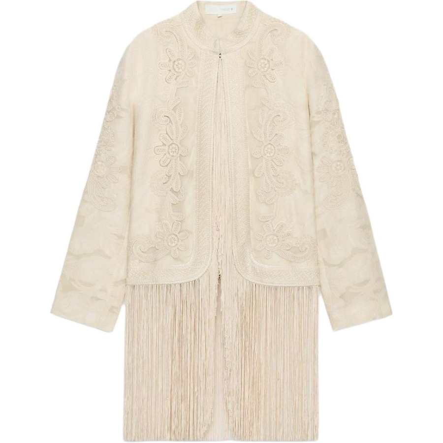 ZARA ZW Jackets Women's Nude/Beige Stand Collar Moderate