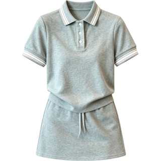 CHARM GLOW Two Piece Skirt Sets Women's Polo Collar Moderate Short Skirt
