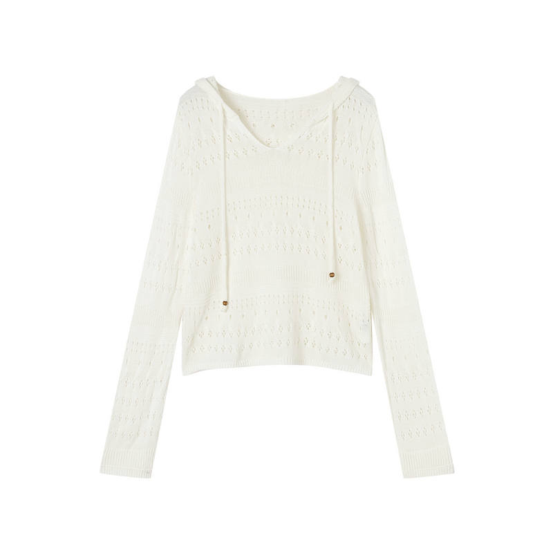 XIANGYING Knitwear Women's White V Neck Thin