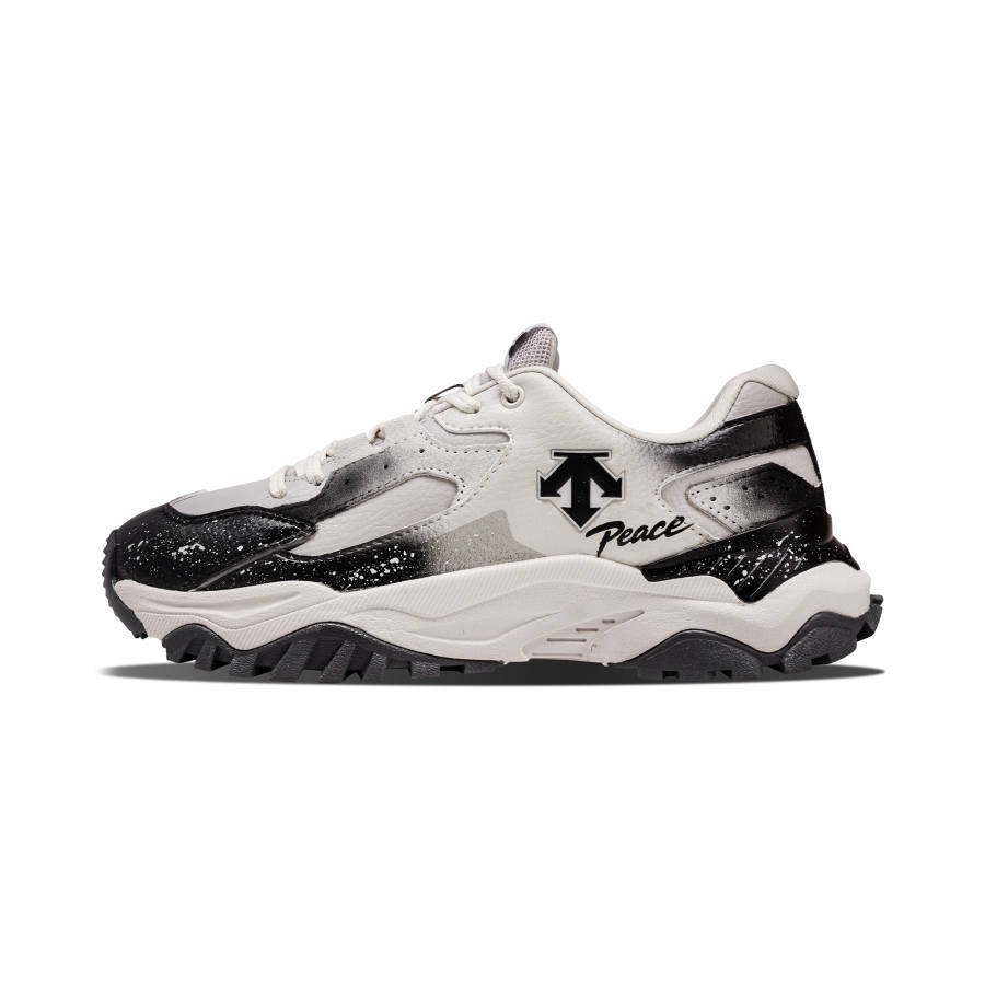 DESCENTE Casual Shoes Unisex Low Top Black White Gray Gradient Ink Splatter Colorway