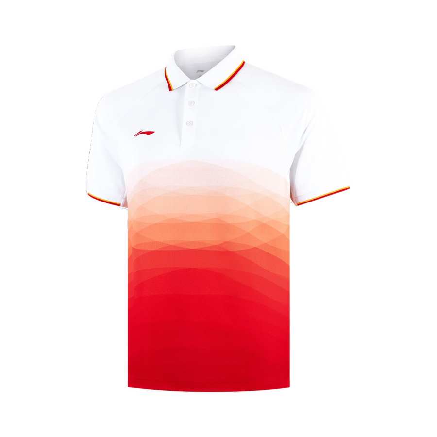 Li-Ning Li Ning Polo Shirts Men's Standard White/Vermilion Thin
