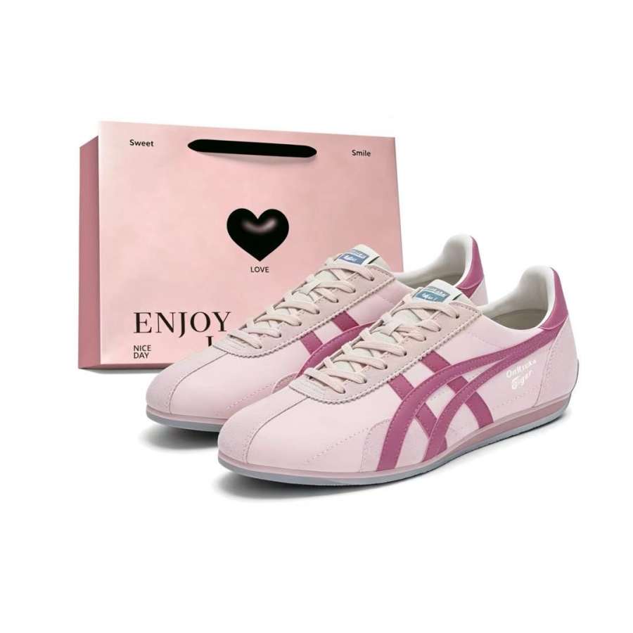 Onitsuka Tiger Runspark Strawberry Mousse Synthetic Leather Cushioning Abrasion Resistant Low top Casual Shoes Women's