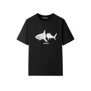 PALM ANGELS T Shirts Men's Black Crew Neck Moderate Straight Fit