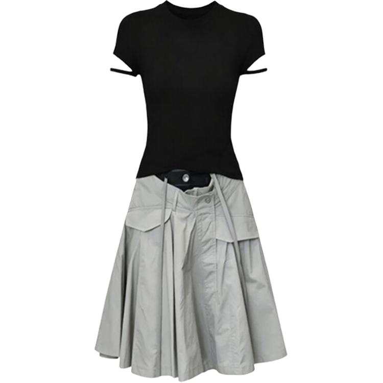 CHARM GLOW Two Piece Skirt Sets Women's Crew Neck Moderate Short Skirt