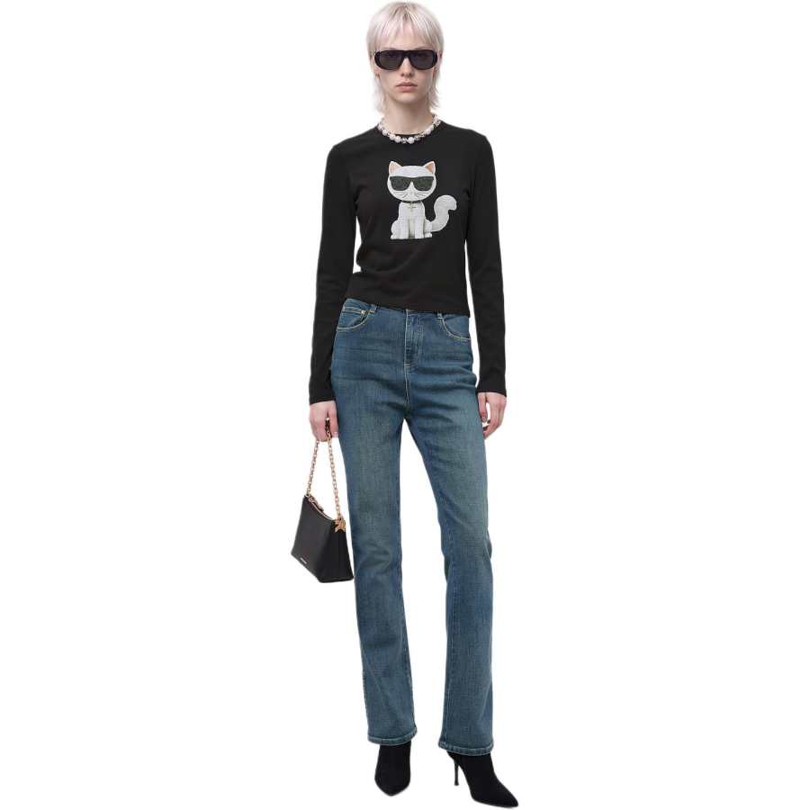 KARL LAGERFELD / Karl Lagerfeld Jeans T Shirts Women's Black Crew Neck Moderate