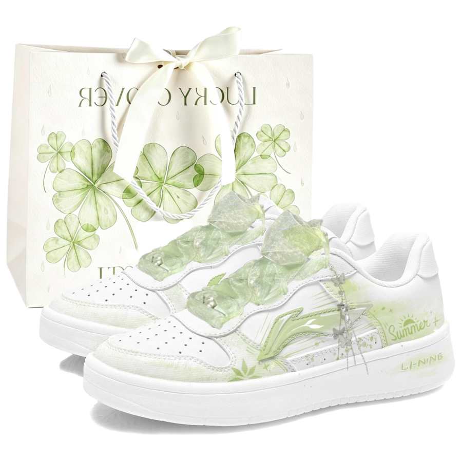 Li-Ning Li Ning Floating Boat Skateboard Shoes Women's Low Top White Green Gradient